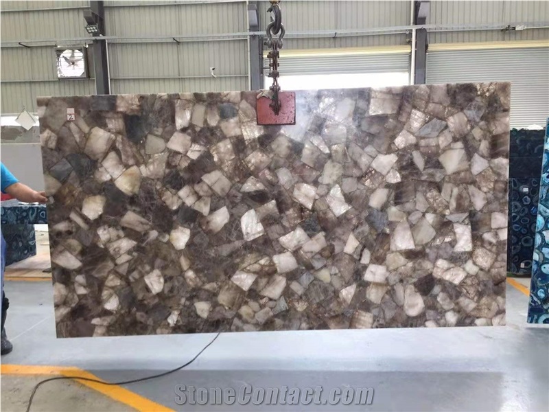 Smoky Quartz Slab Semiprecious Stone Agate
